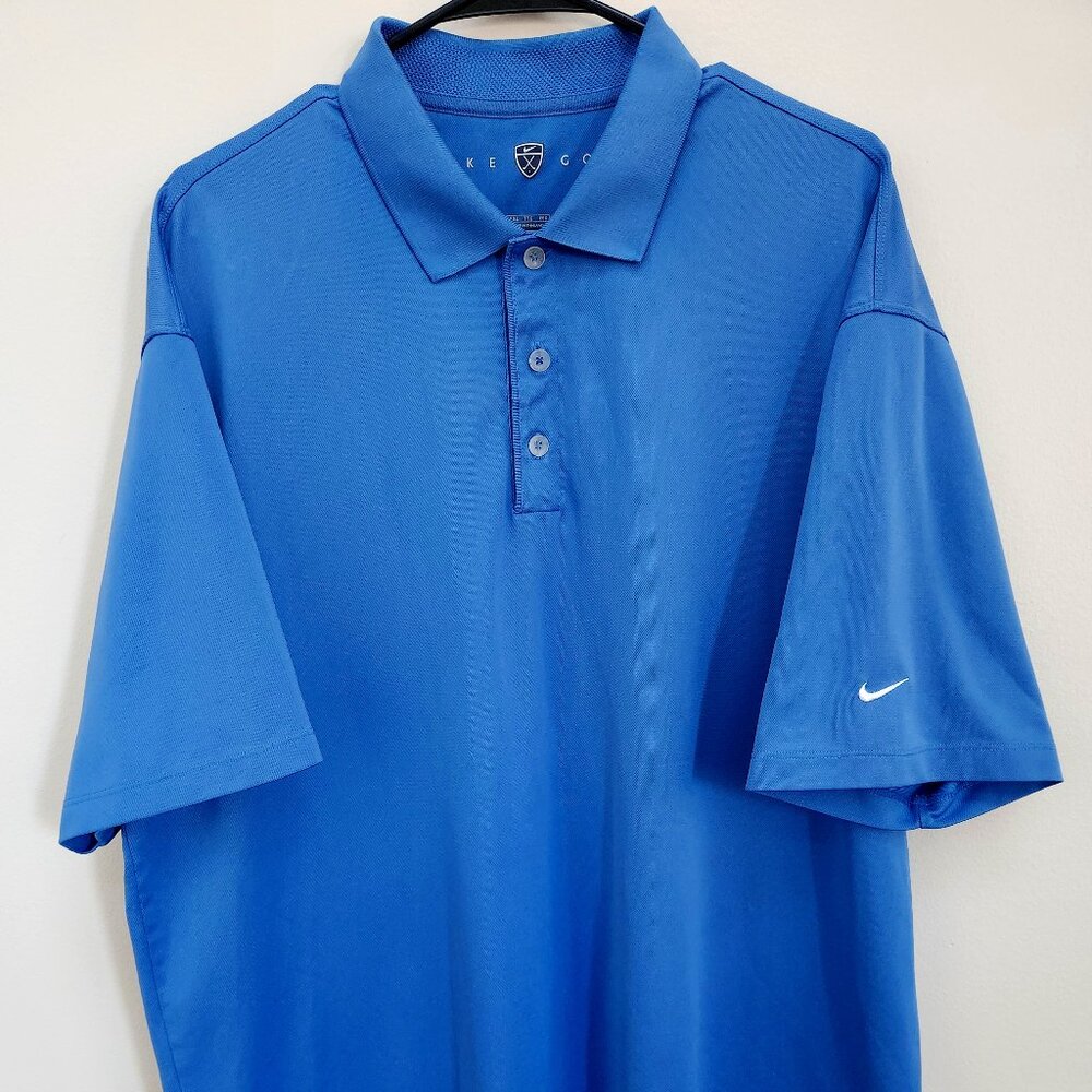 Nike Golf Polo Shirt Mens 2XL Blue Embroidered Logo Outdoor Casual